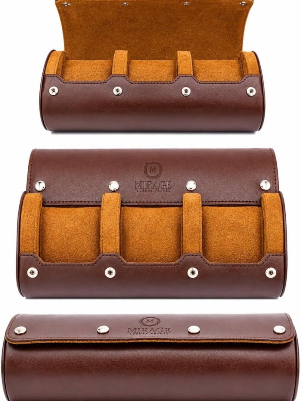 Travel Watch Case Organizer | Leather Watch Roll for Men | Espresso Brown